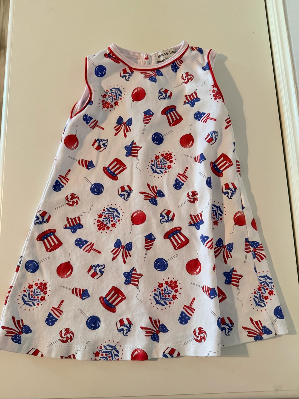 Patriotic Red & Blue Sleeveless Swing Dress for Girls